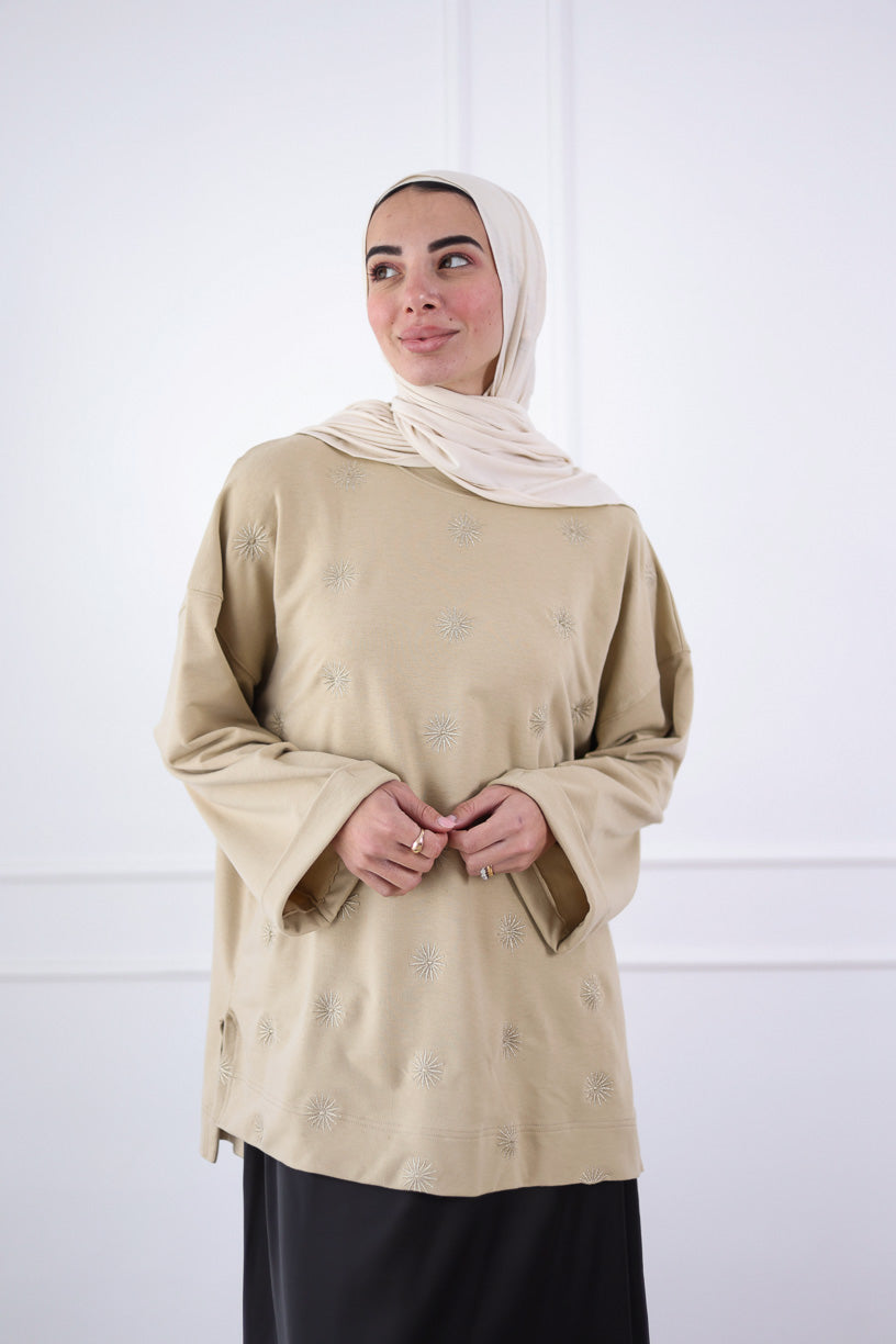 Sunlight Oversized Top in Beige