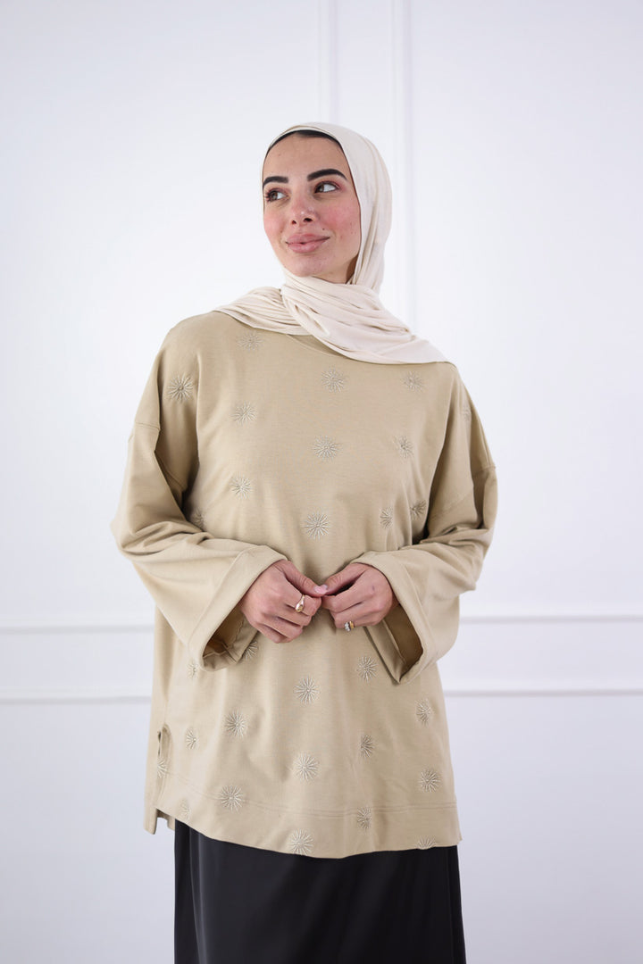Sunlight Oversized Top in Beige