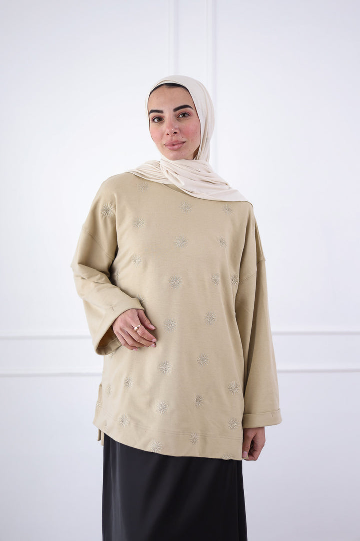 Sunlight Oversized Top in Beige