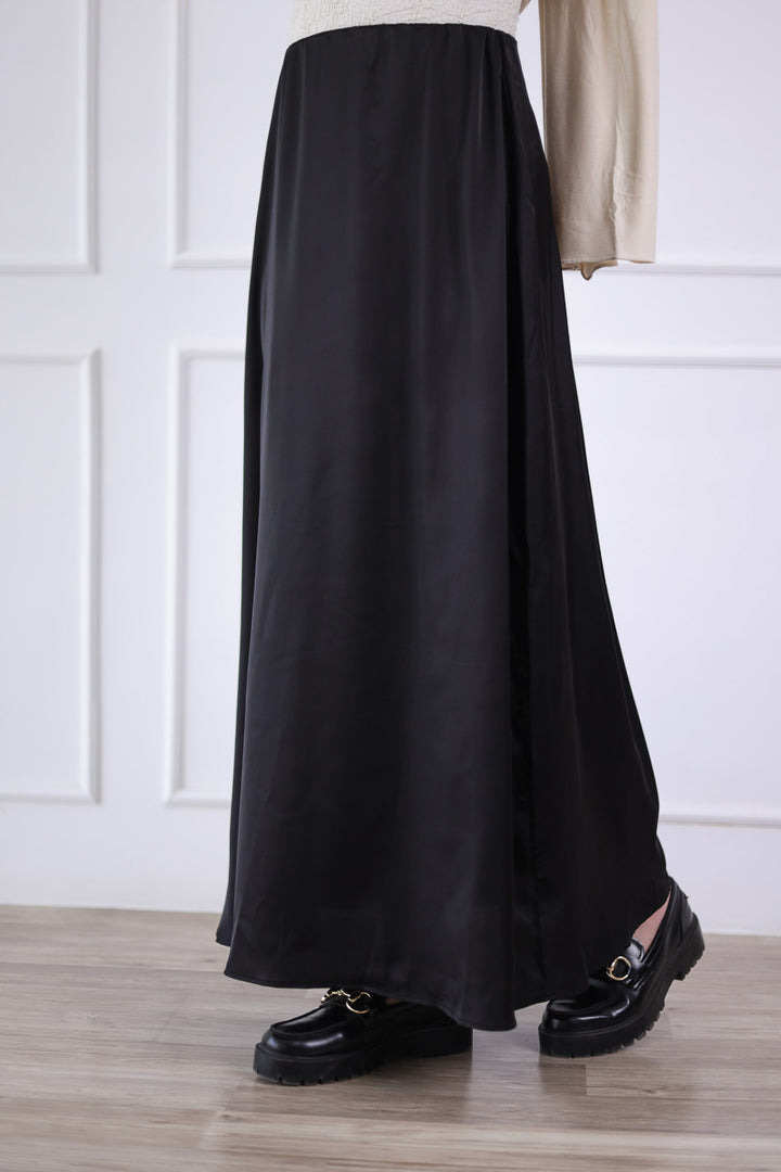 Glow Satin Skirt in Black