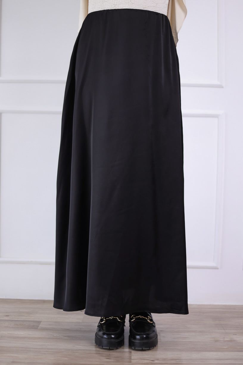 Glow Satin Skirt in Black