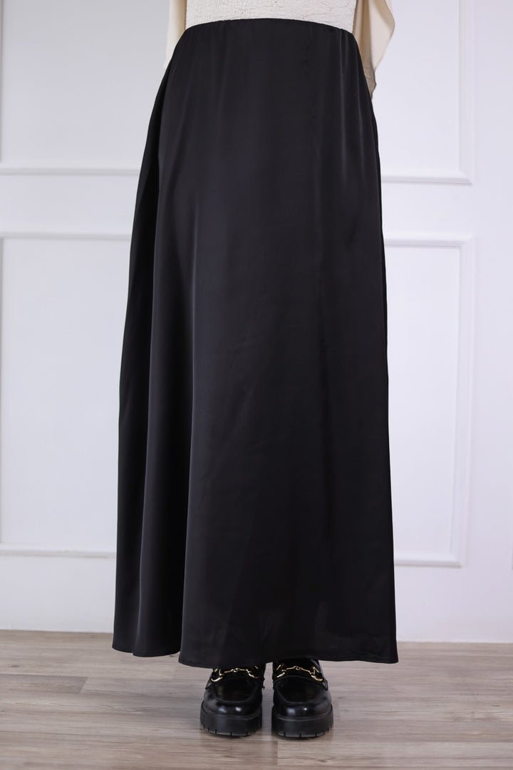 Glow Satin Skirt in Black