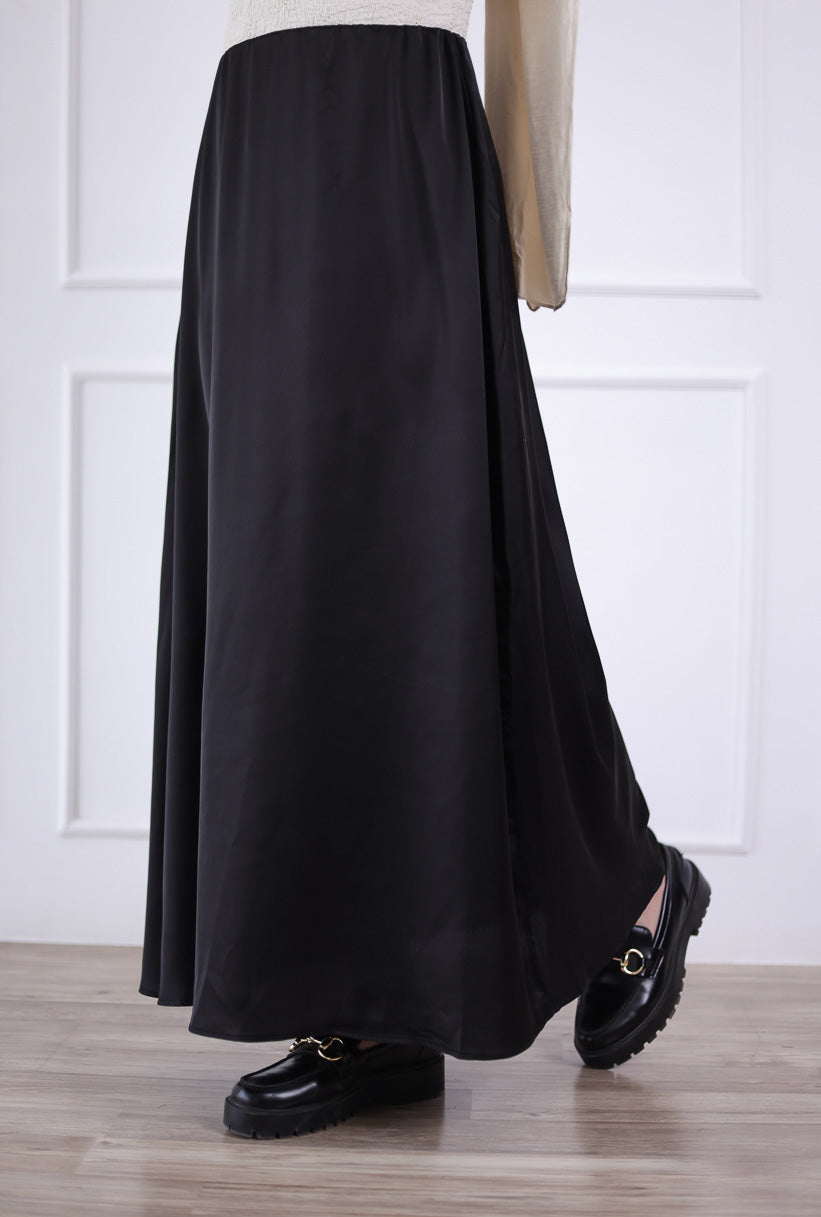 Glow Satin Skirt in Black