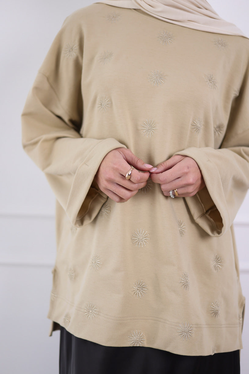 Sunlight Oversized Top in Beige