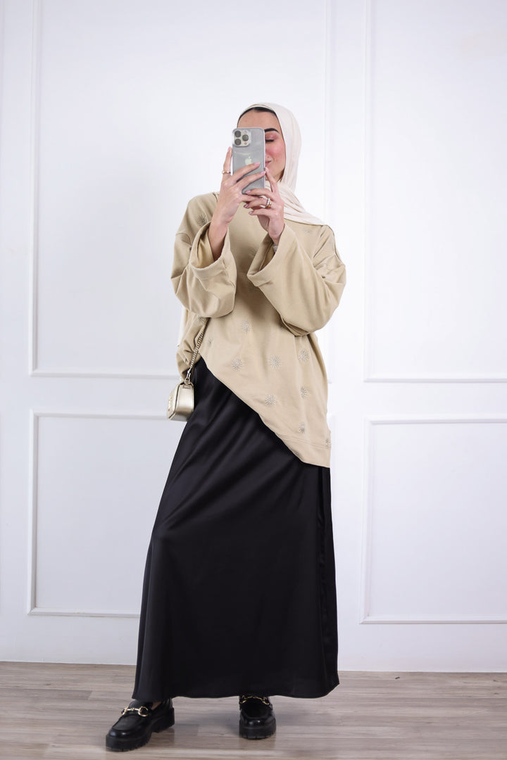 Glow Satin Skirt in Black