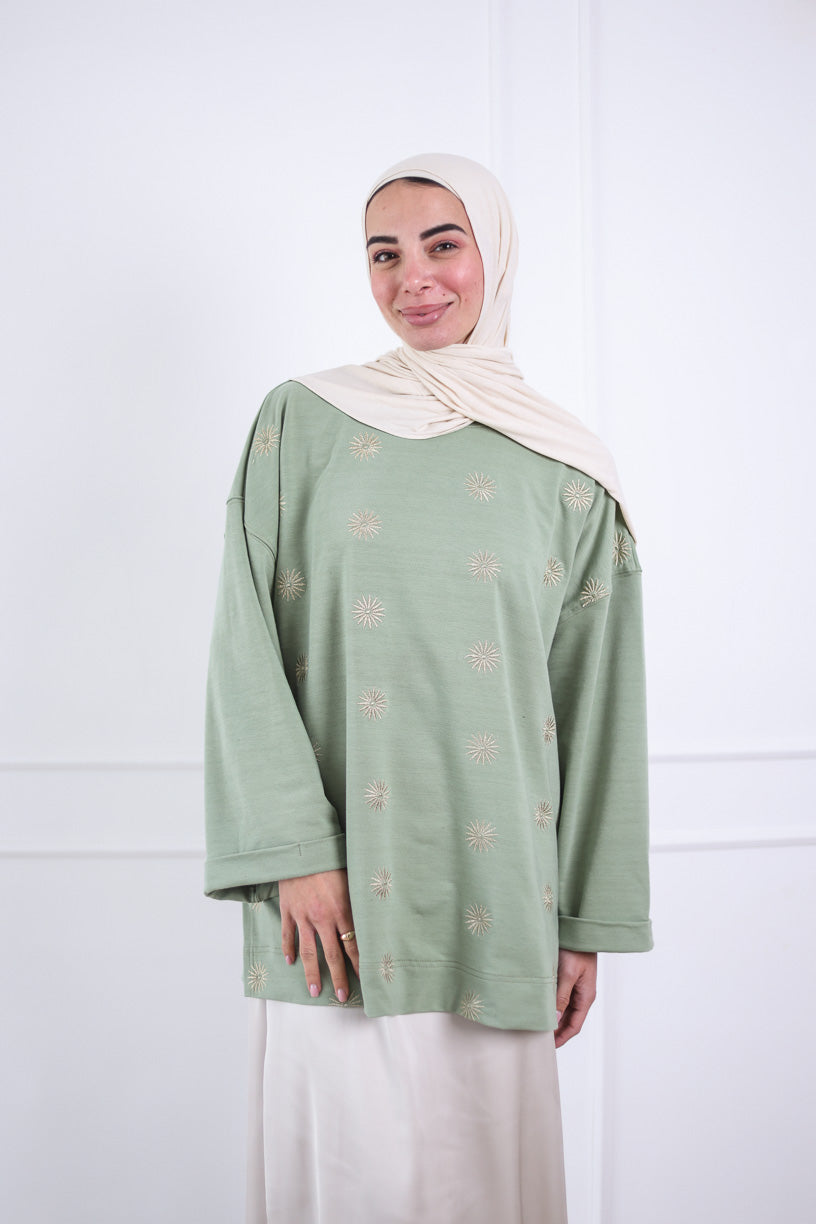 Sunlight Oversized Top in Forest Green