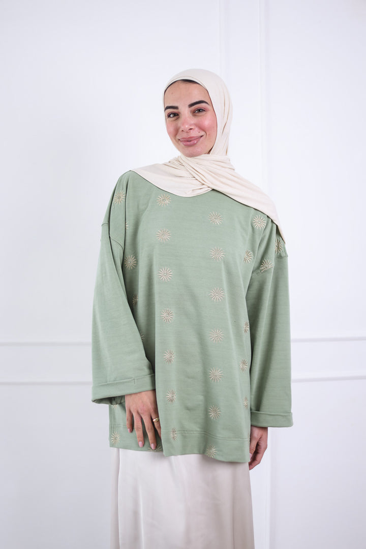 Sunlight Oversized Top in Forest Green