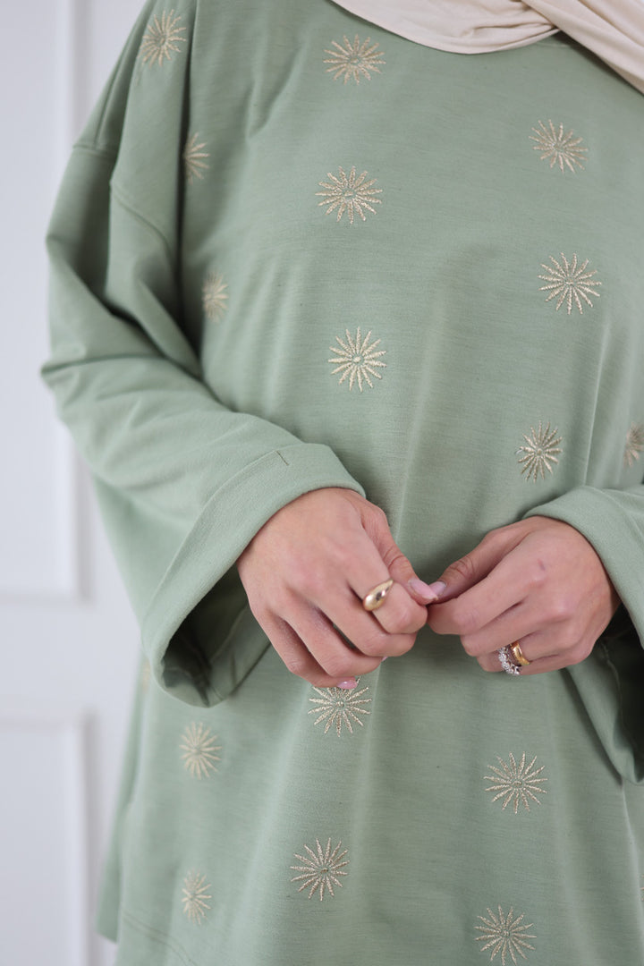 Sunlight Oversized Top in Forest Green
