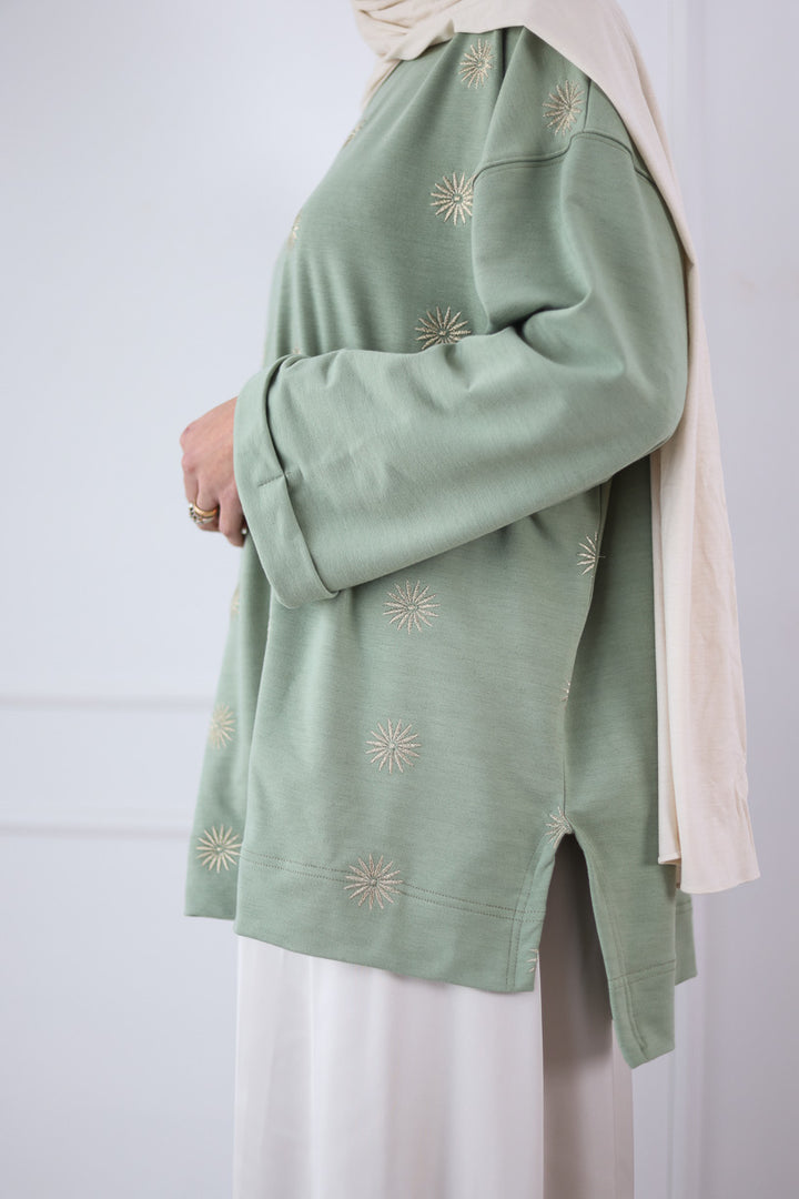 Sunlight Oversized Top in Forest Green