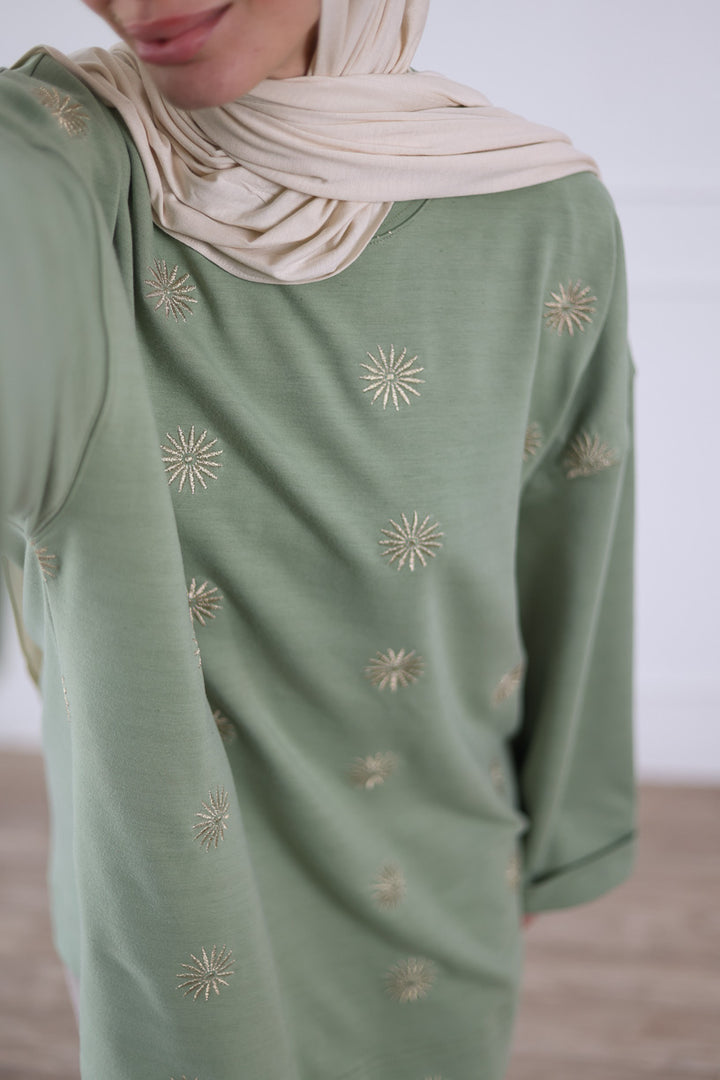 Sunlight Oversized Top in Forest Green