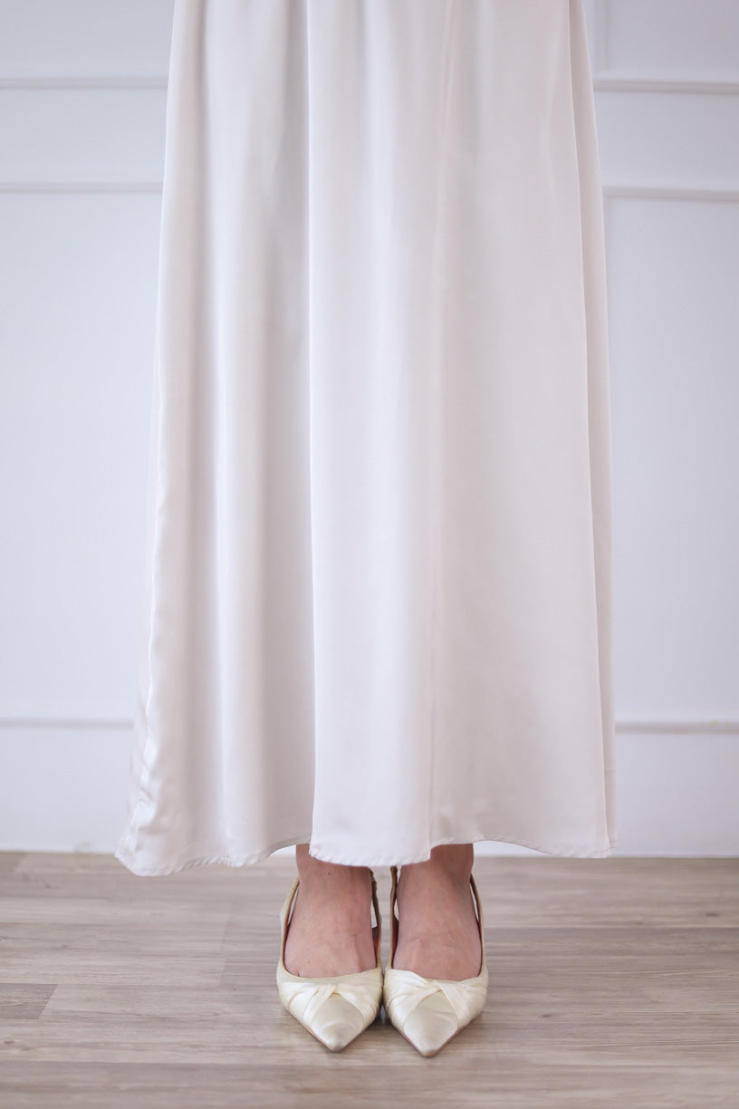 Glow Satin Skirt in Creme