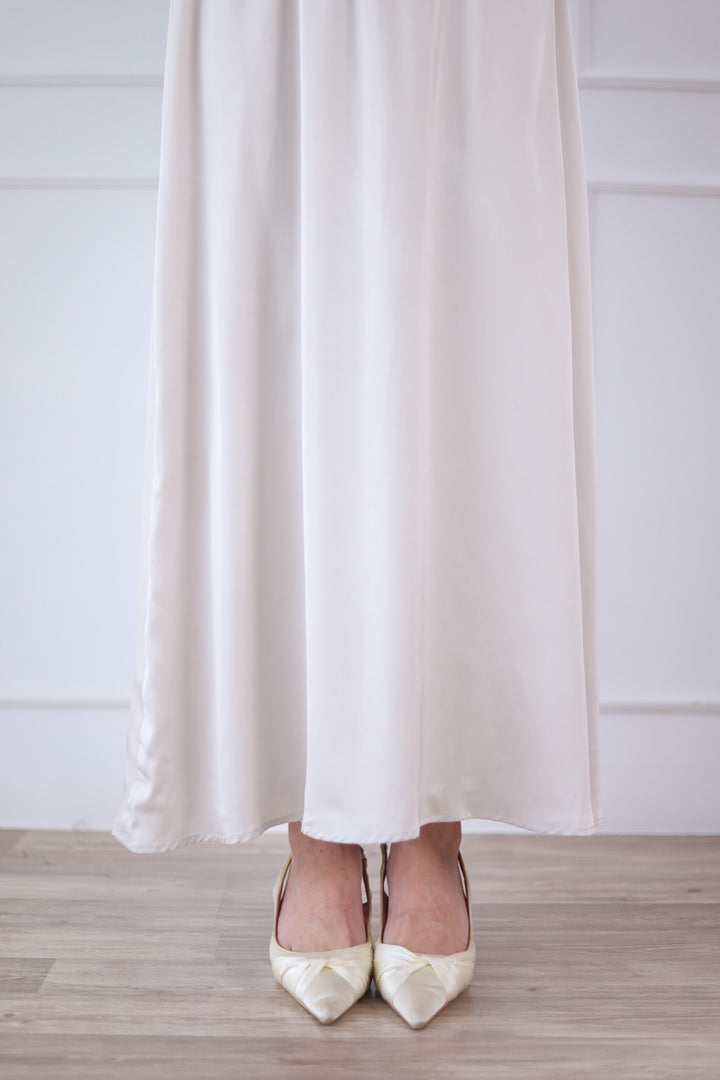 Glow Satin Skirt in Creme