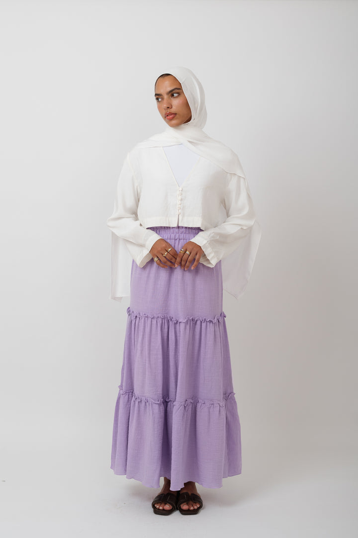 Tiered skirt in purple