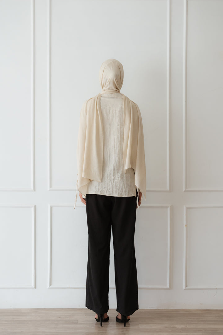 Crinkle Wrap top in Off White