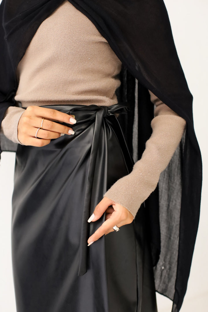 Coco wrap Leather Skirt