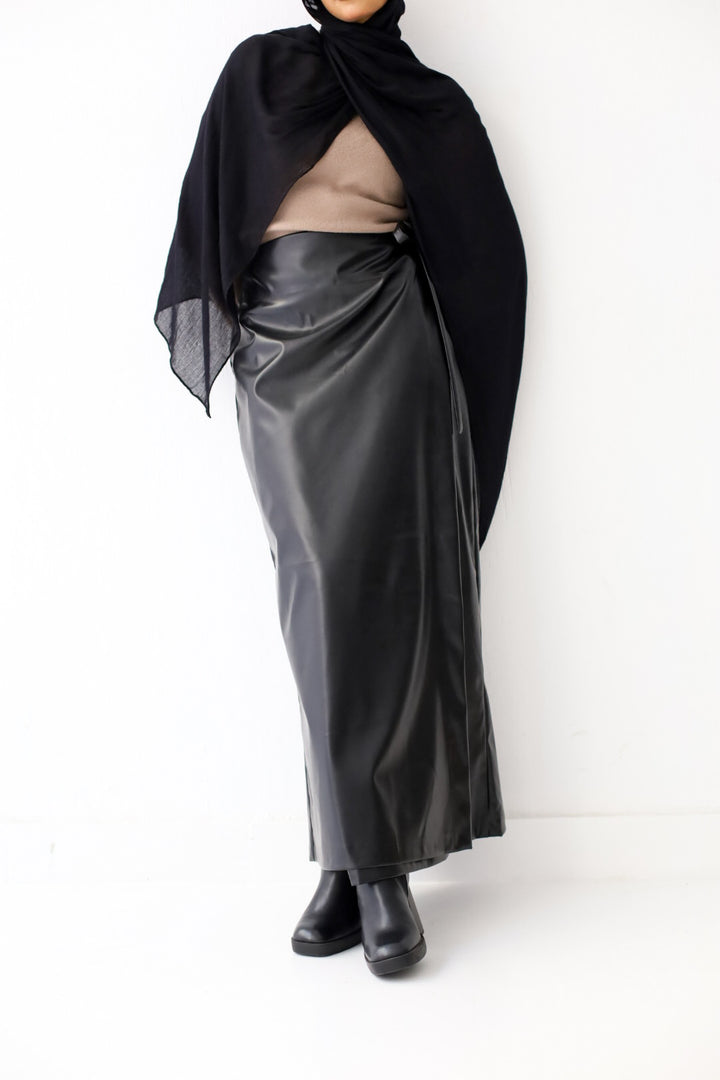 Coco wrap Leather Skirt