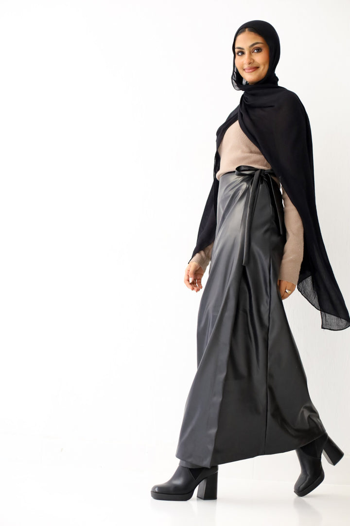 Coco wrap Leather Skirt