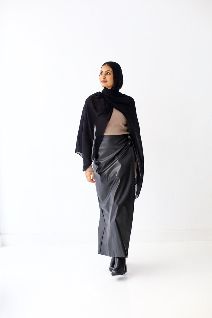 Coco wrap Leather Skirt