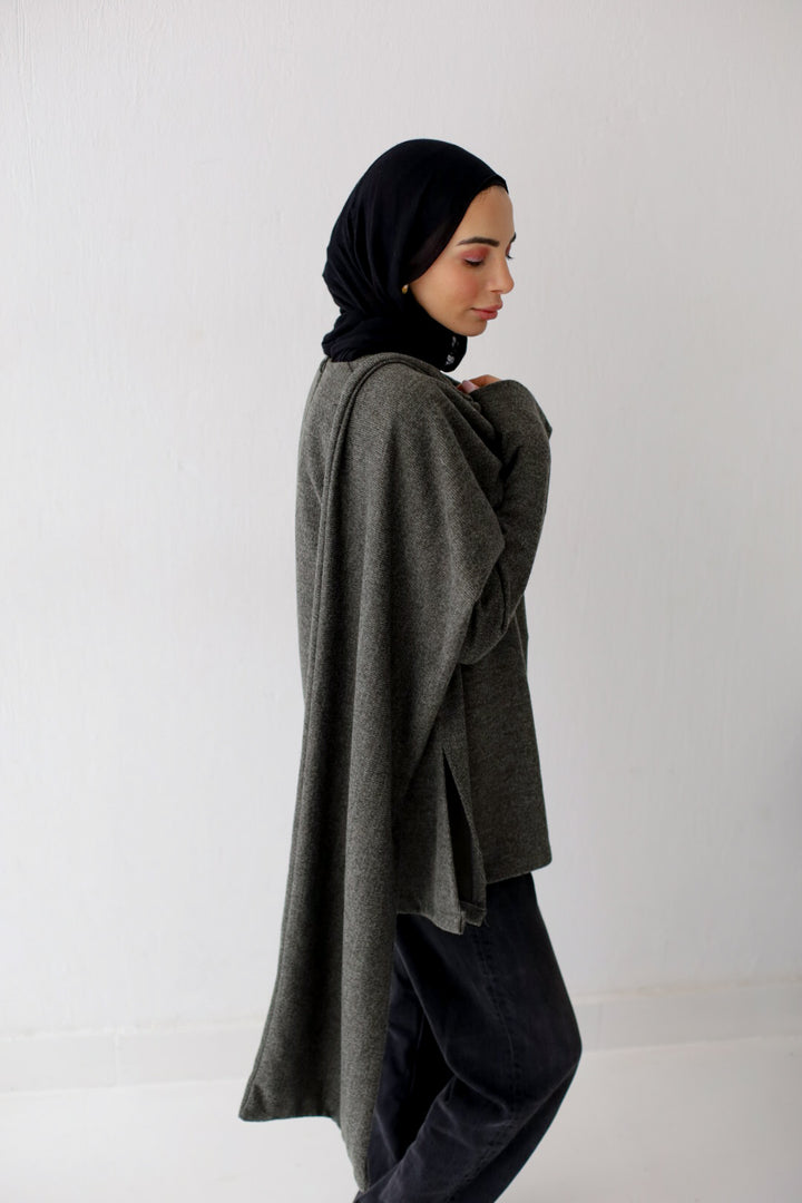 Celia Cape Sweater in Olive