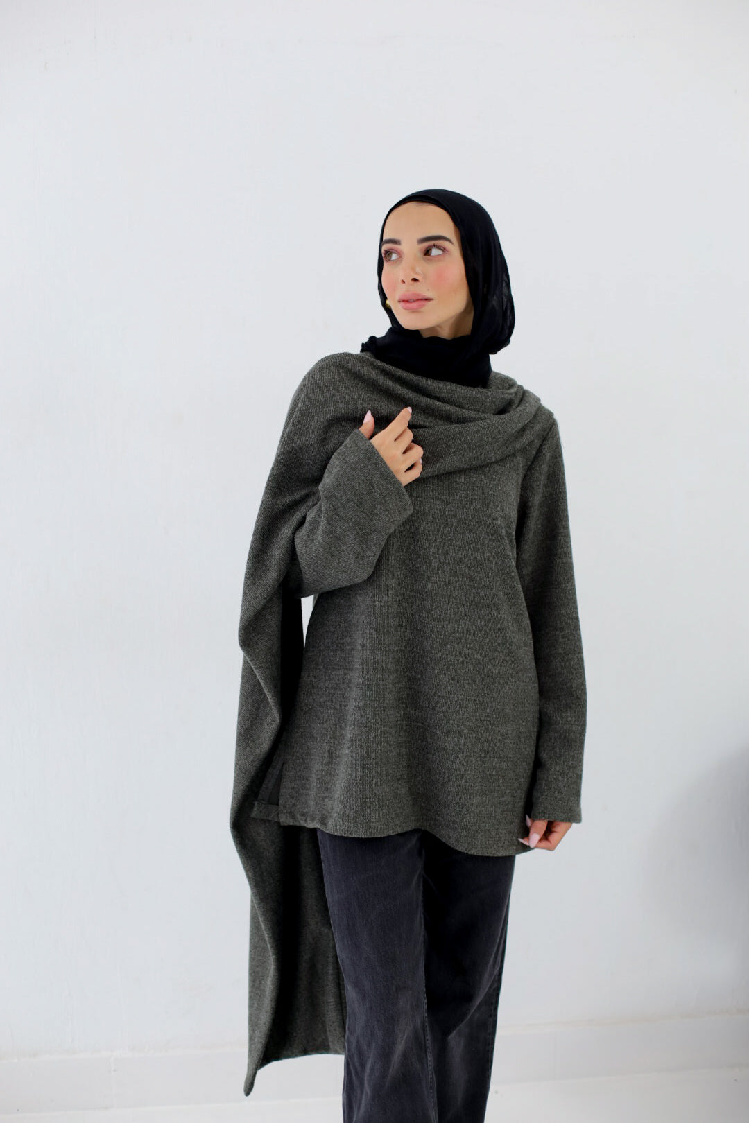 Celia Cape Sweater in Olive