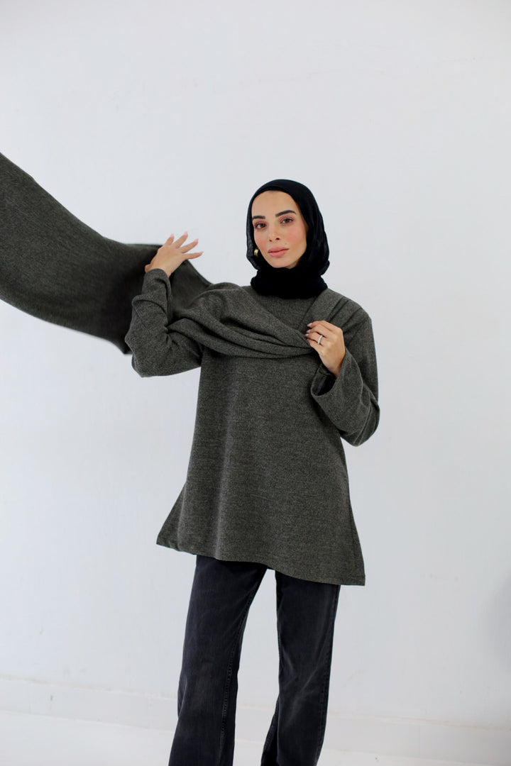 Celia Cape Sweater in Olive