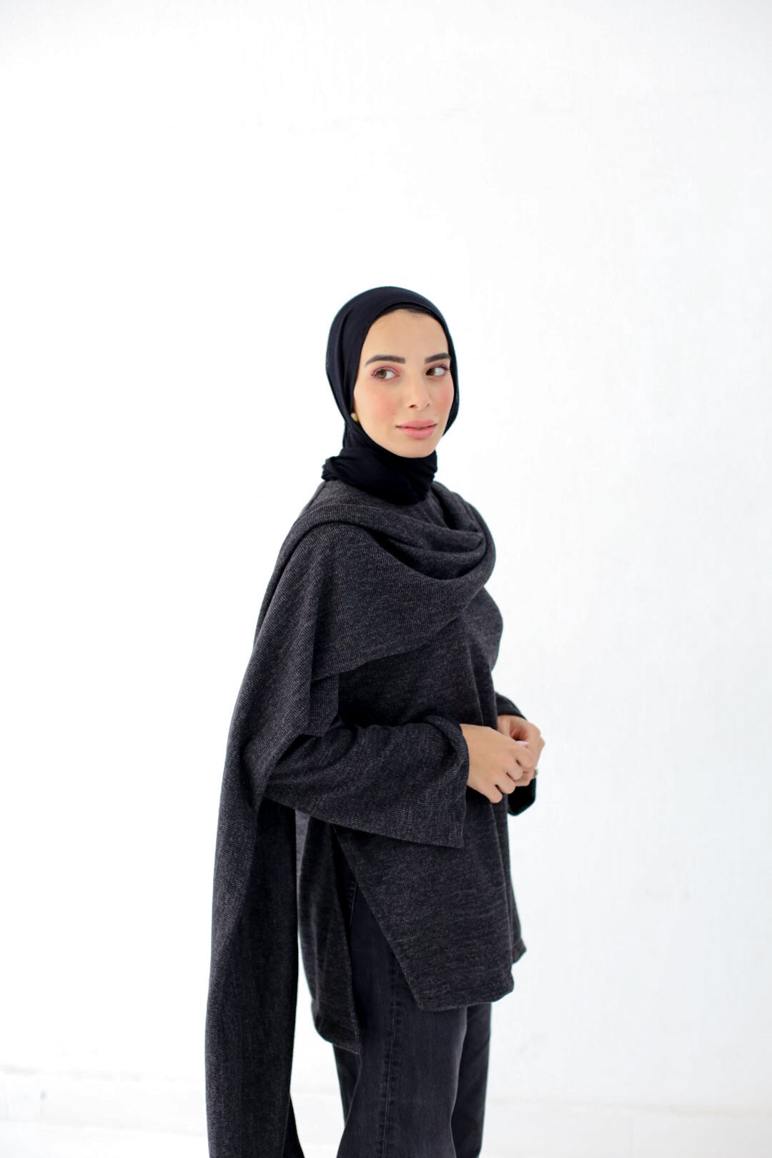 Celia Cape Sweater in Black
