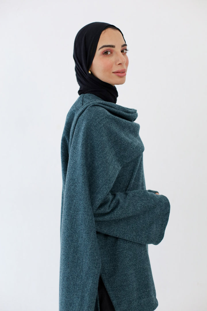 Celia Cape Sweater in Teal