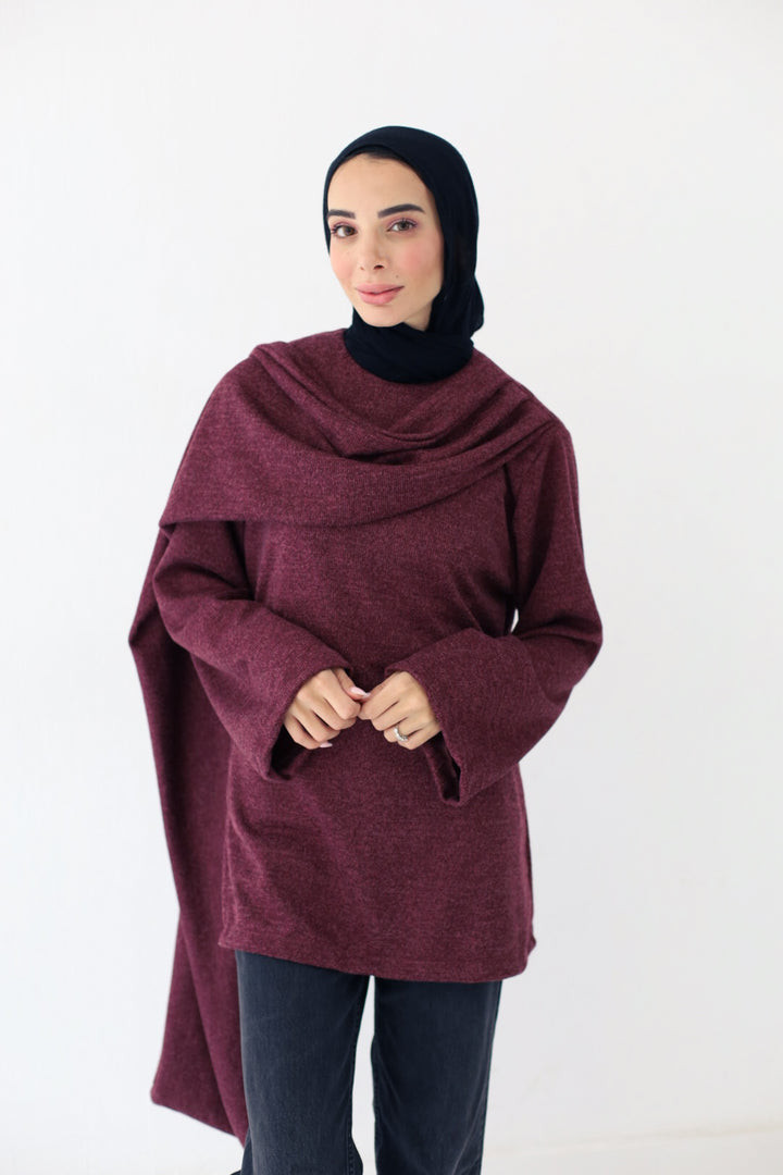 Celia Cape Sweater in Burgundy