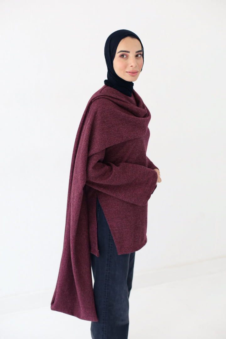 Celia Cape Sweater in Burgundy