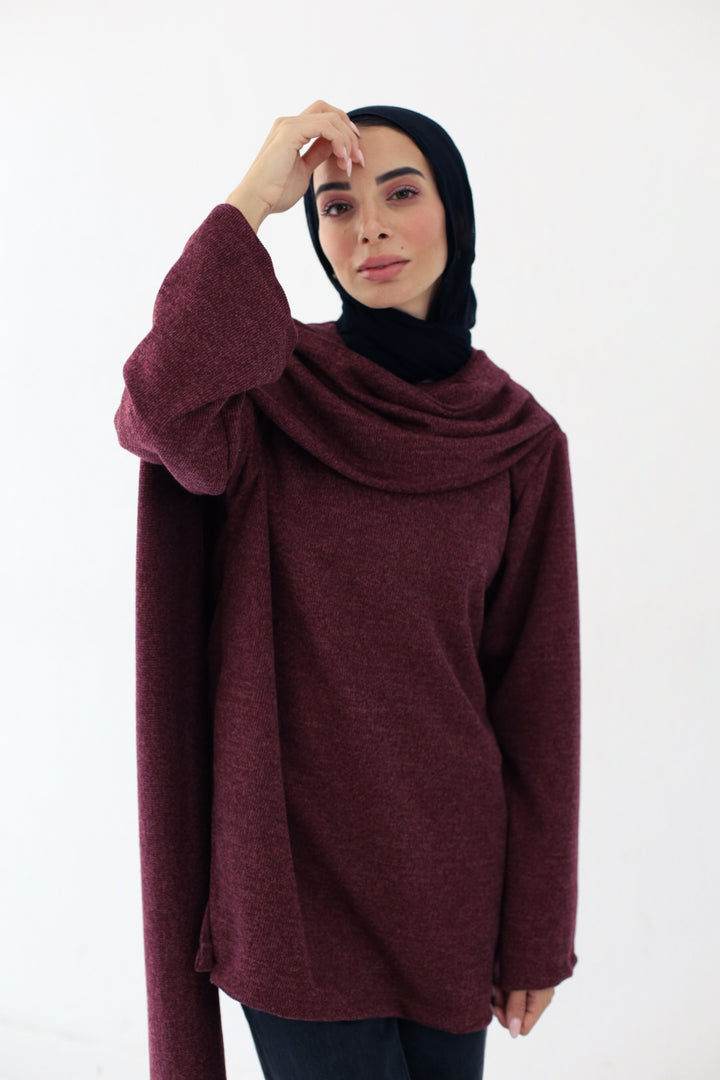 Celia Cape Sweater in Burgundy