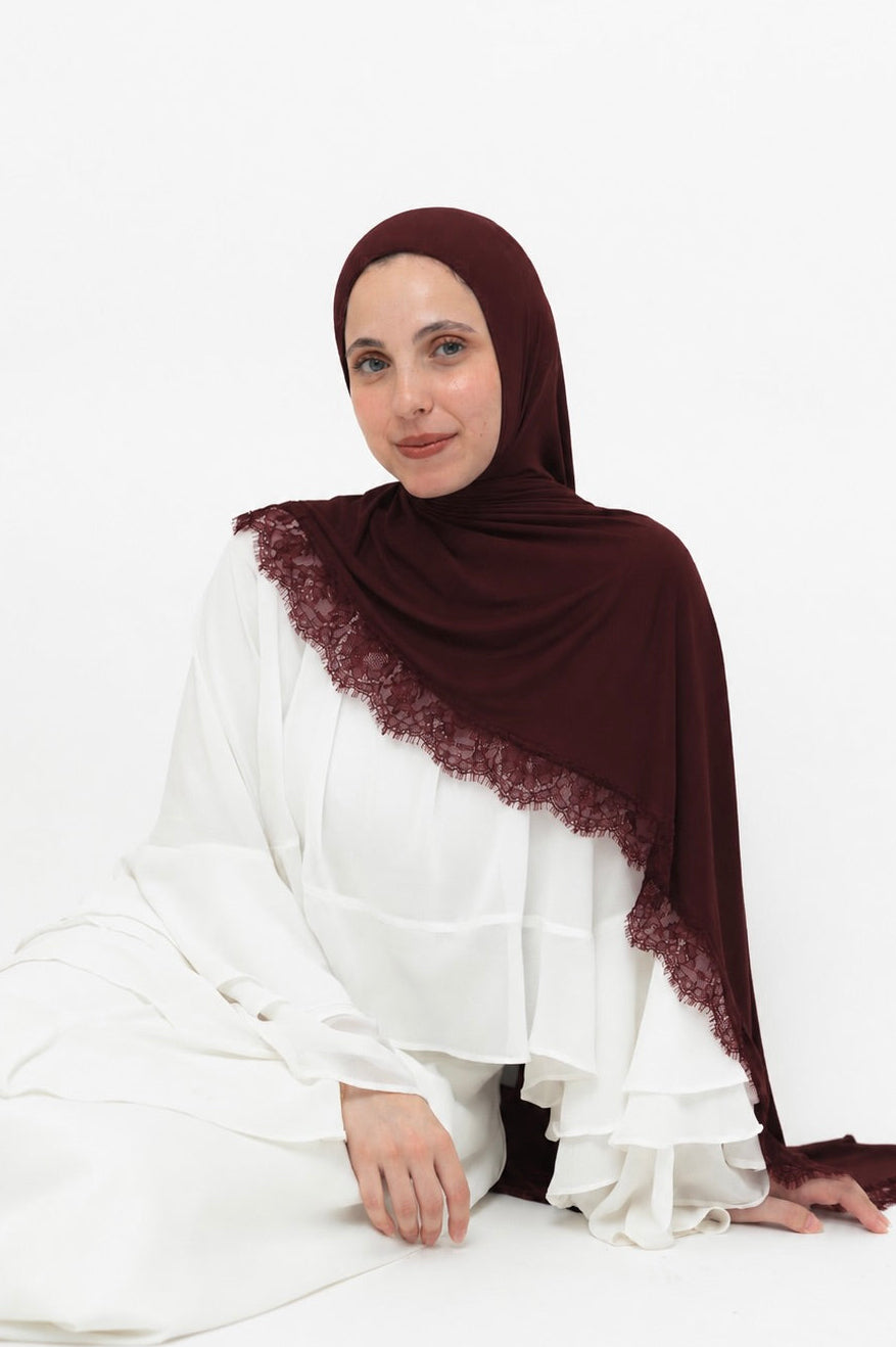 Lace Jersey Set in Chestnut