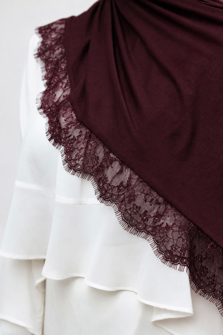 Lace Jersey Set in Chestnut