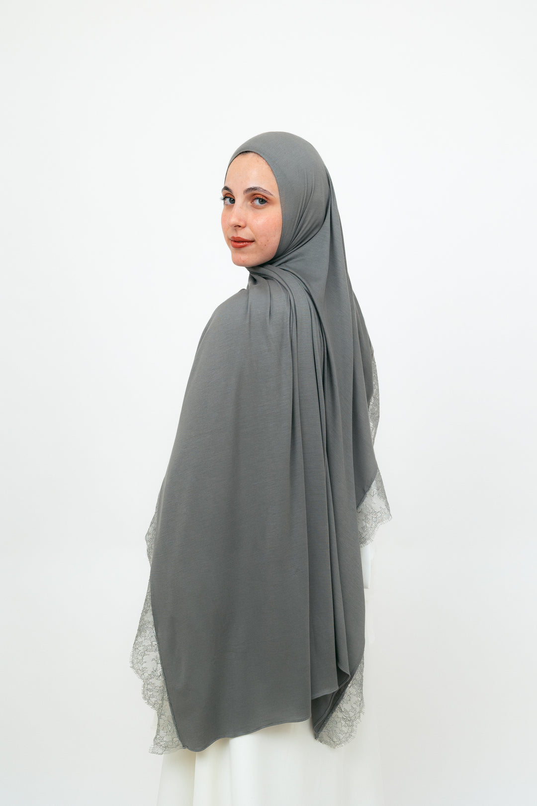 Lace Jersey Set in Ash Grey