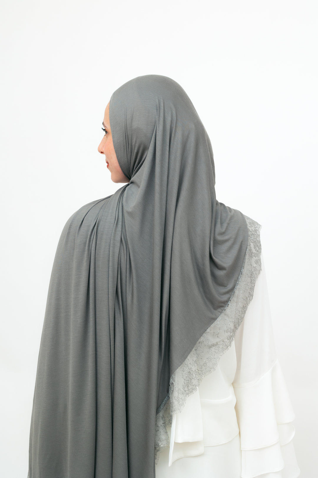 Lace Jersey Set in Ash Grey