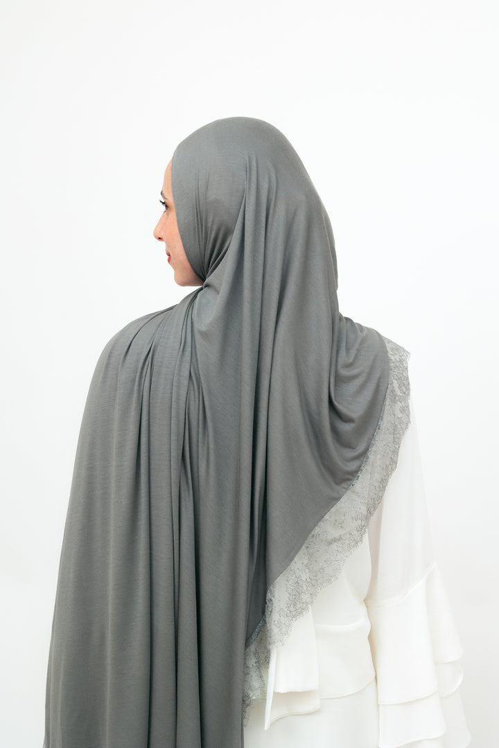 Lace Jersey Set in Ash Grey