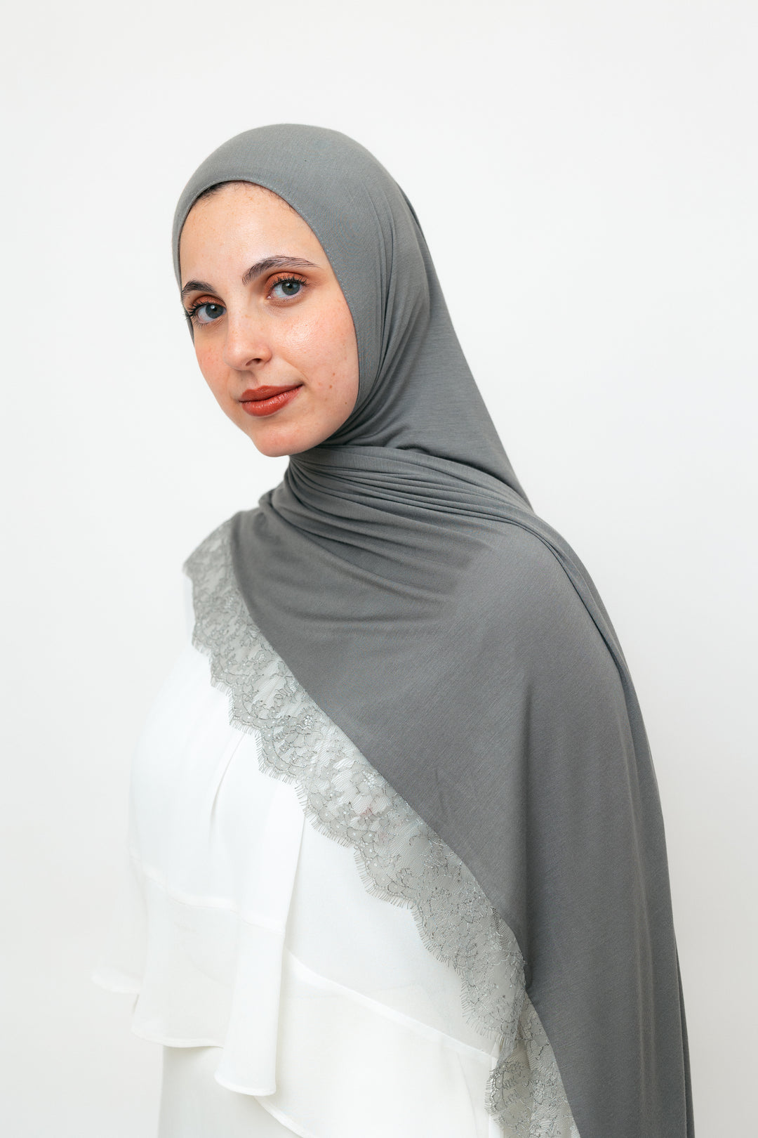 Lace Jersey Set in Ash Grey