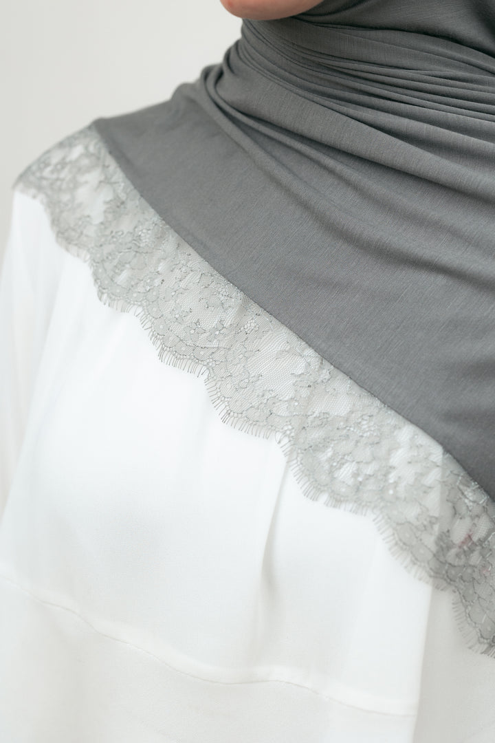 Lace Jersey Set in Ash Grey