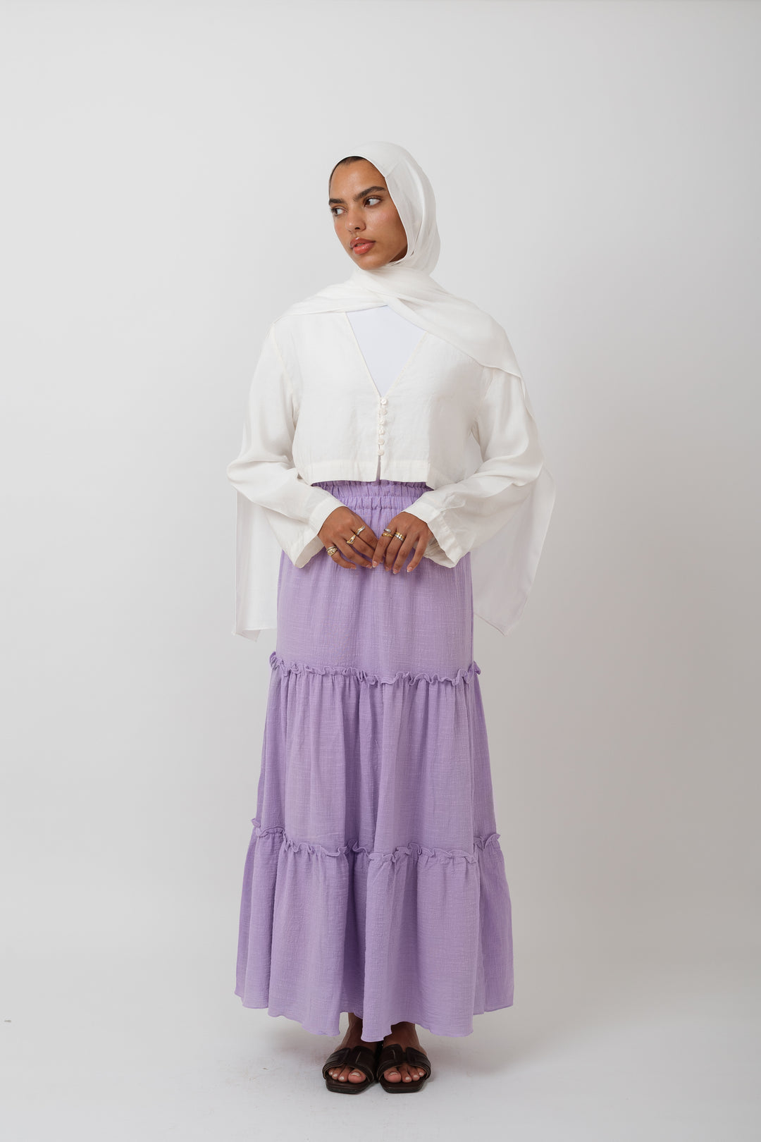 Tiered skirt in purple