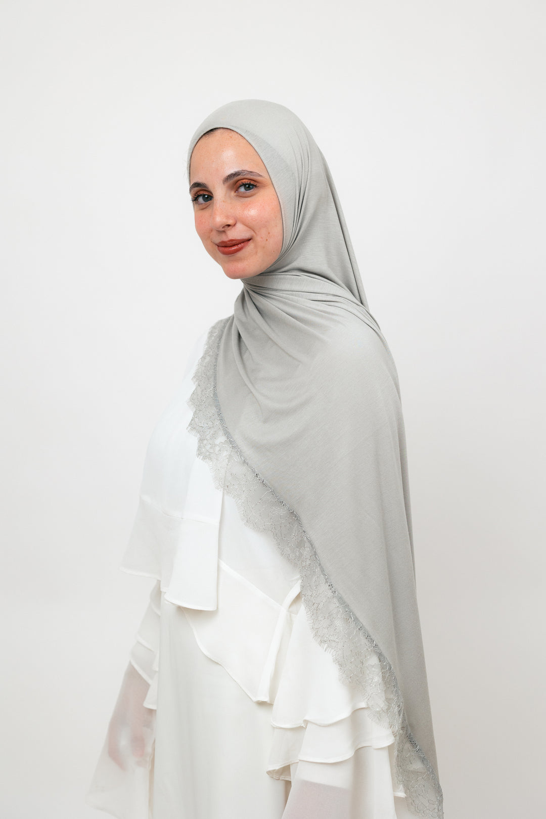 Lace Jersey Set in Grey