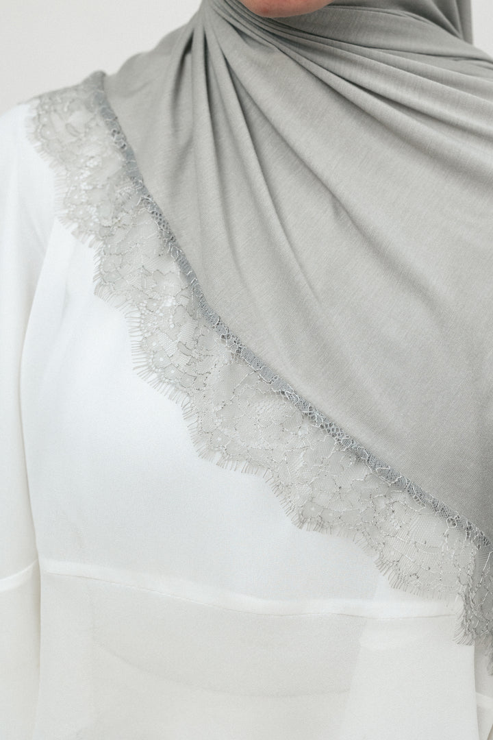 Lace Jersey Set in Grey