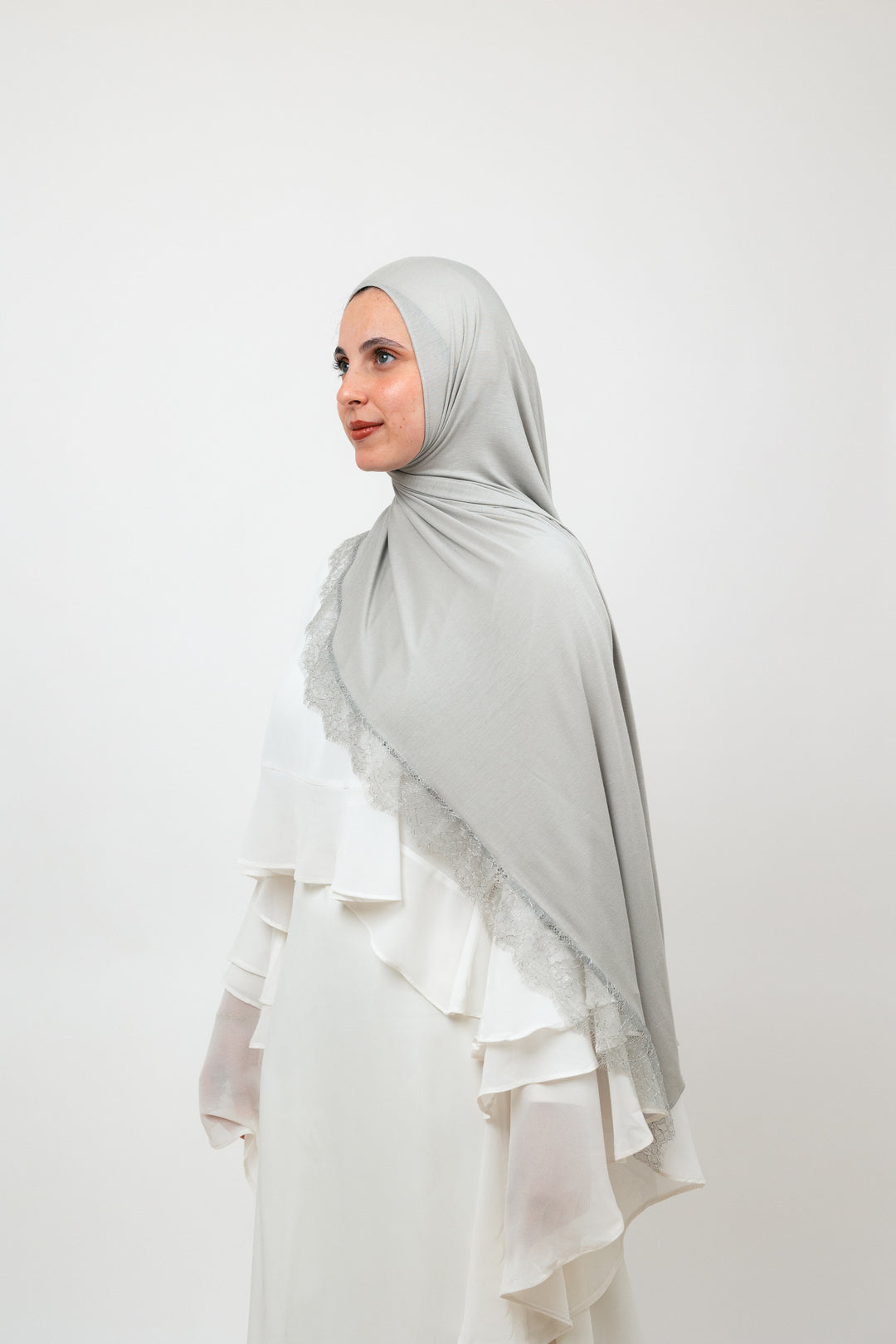 Lace Jersey Set in Grey