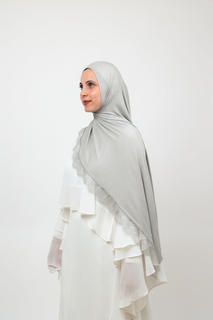 Lace Jersey Set in Grey