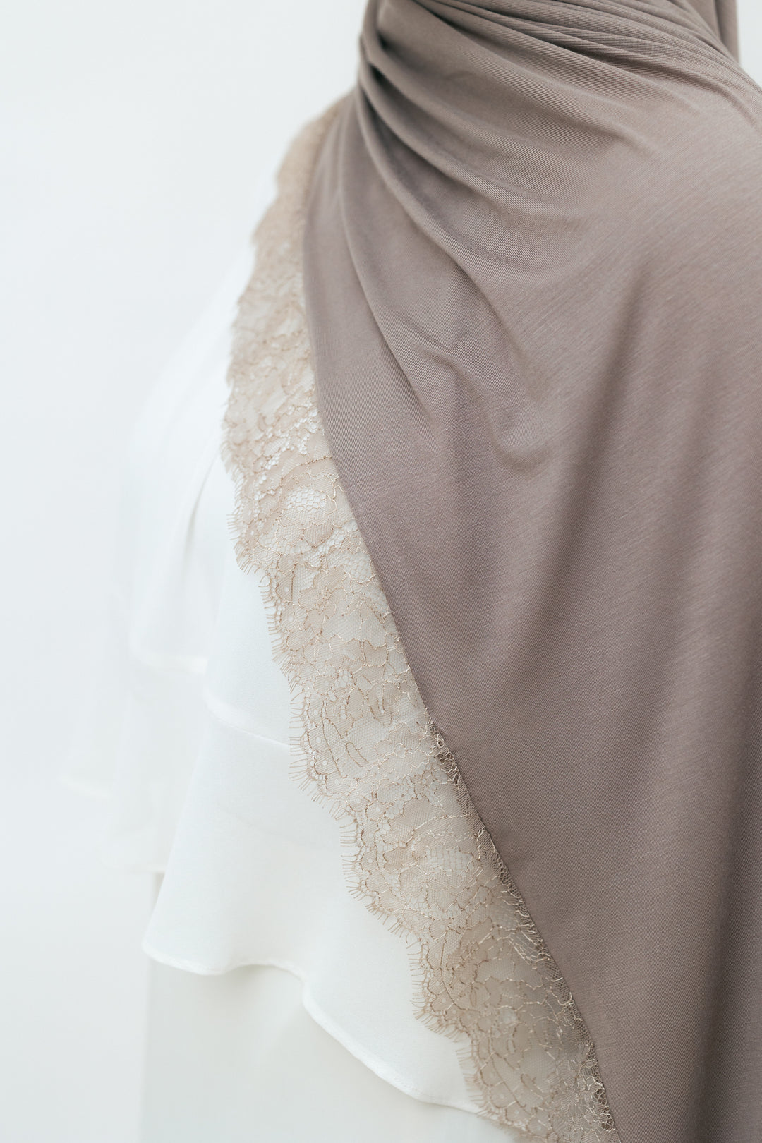 Lace Jersey Set in Cafe