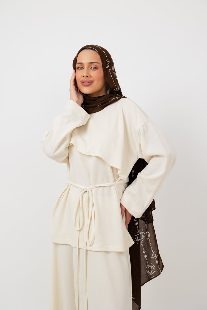 Dove Scarf top in Off White