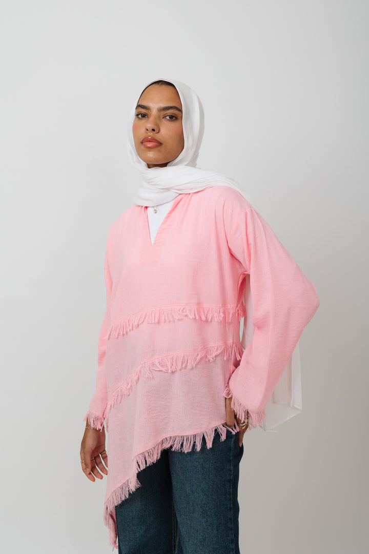 Fringe Top in Pink