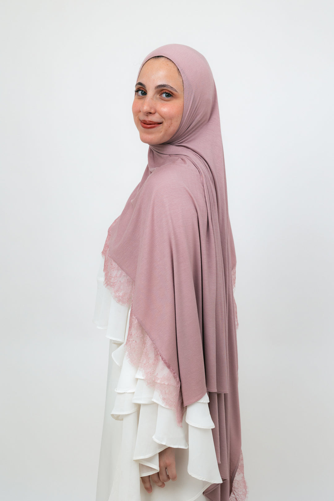 Lace Jersey Set in Dusty Pink