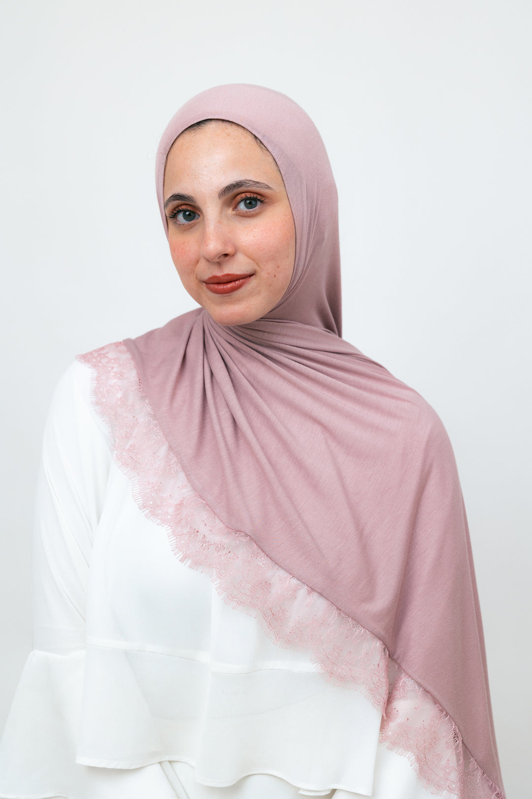 Lace Jersey Set in Dusty Pink