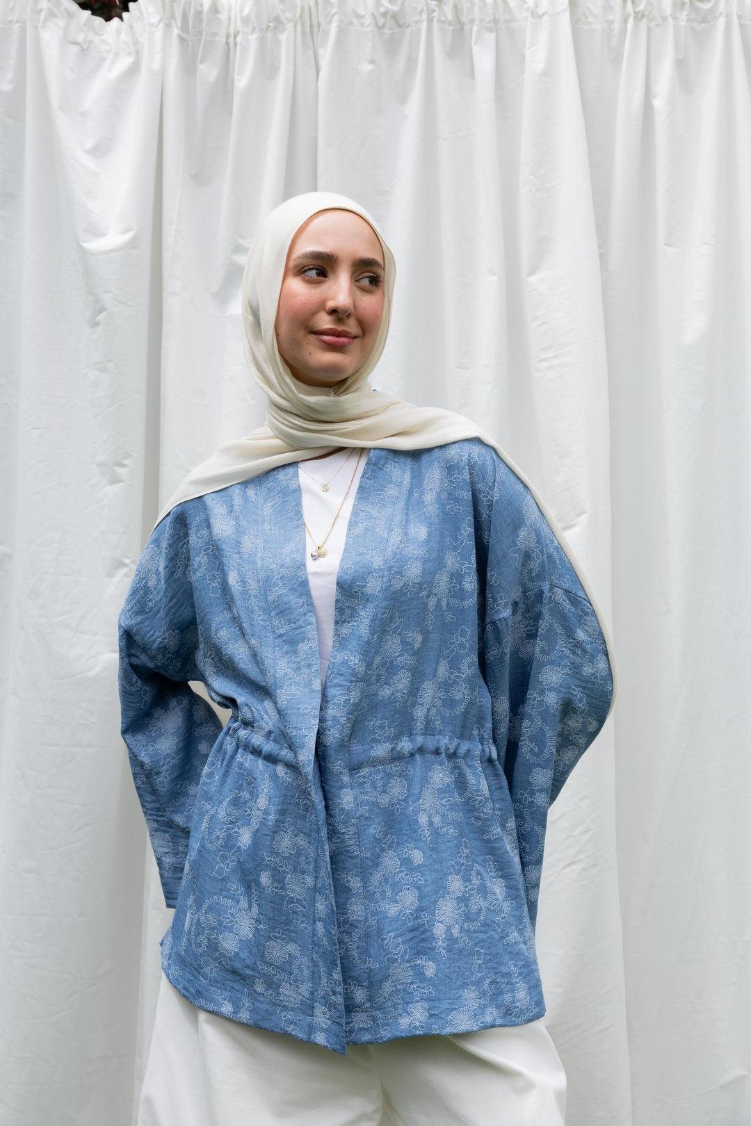 Floral Days Kimono in Denim Blue