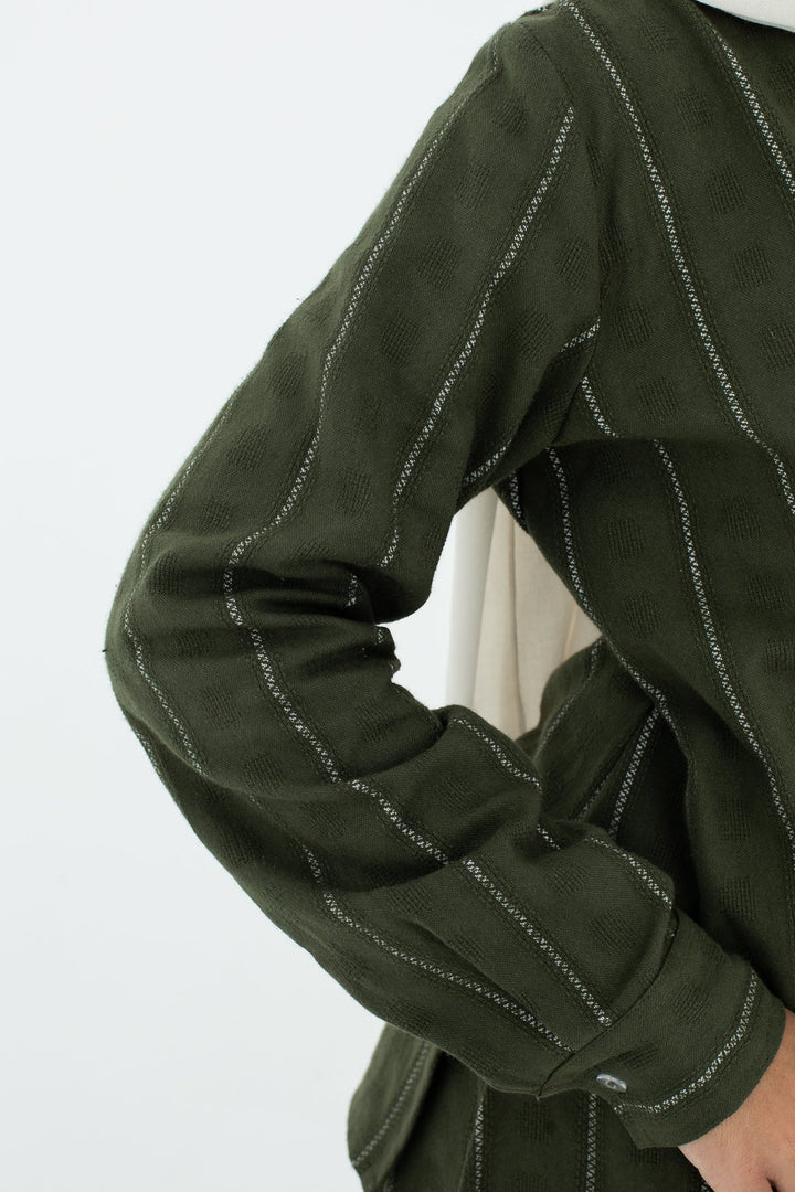 Striped Wrap Chemise In Olive