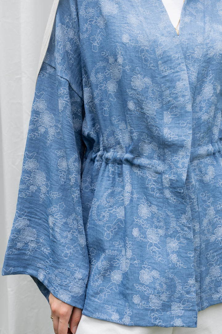 Floral Days Kimono in Denim Blue